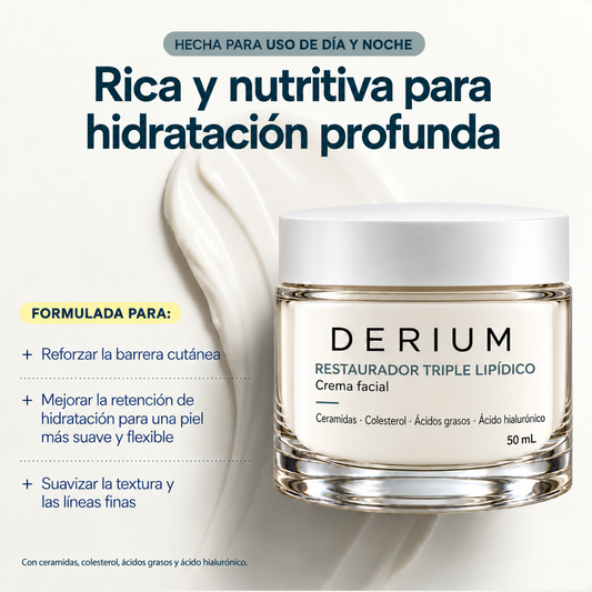 DERIUM Restaurador Triple Lipídico — crema facial para uso de día y noche